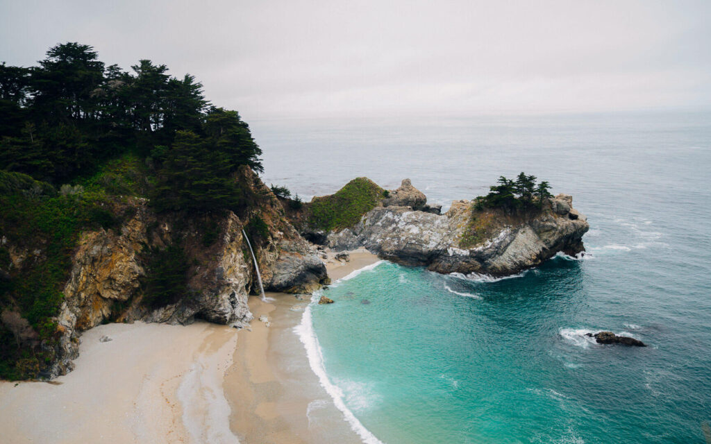 beach from viewpoint at pfeiffer big sur