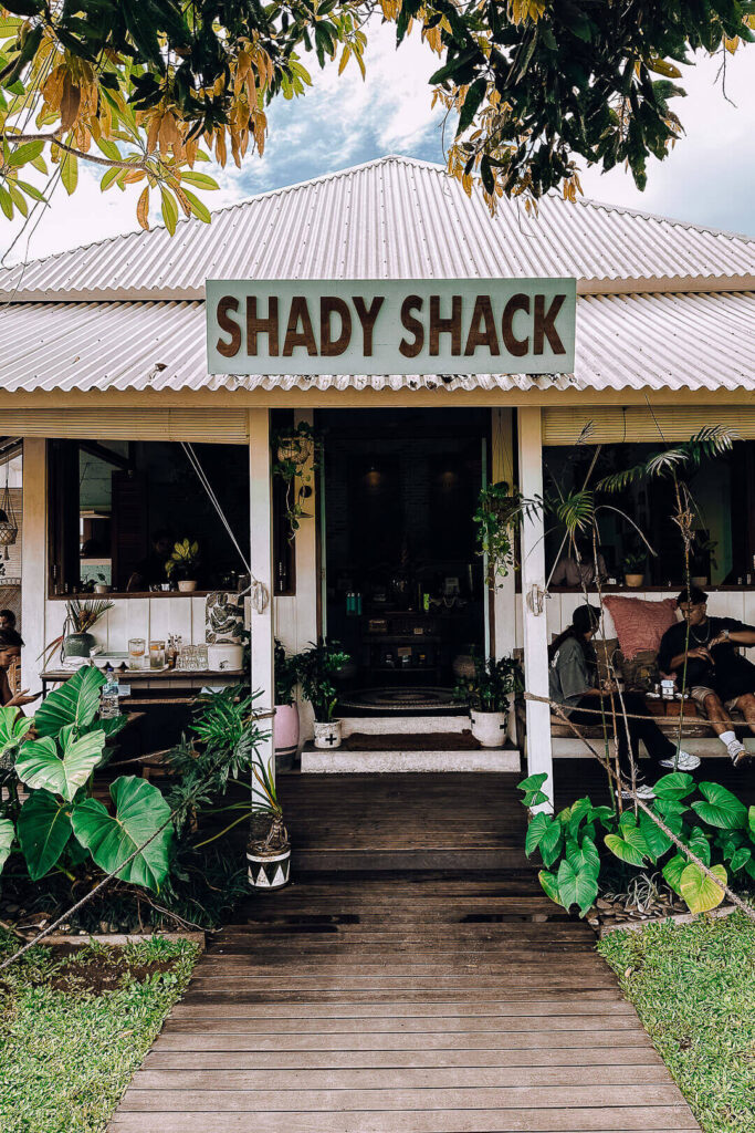entrance to shady shack cafe in canggu