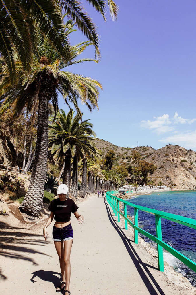 walking at the beach in avalon santa catalina island